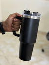 Black flask with transparent cap
