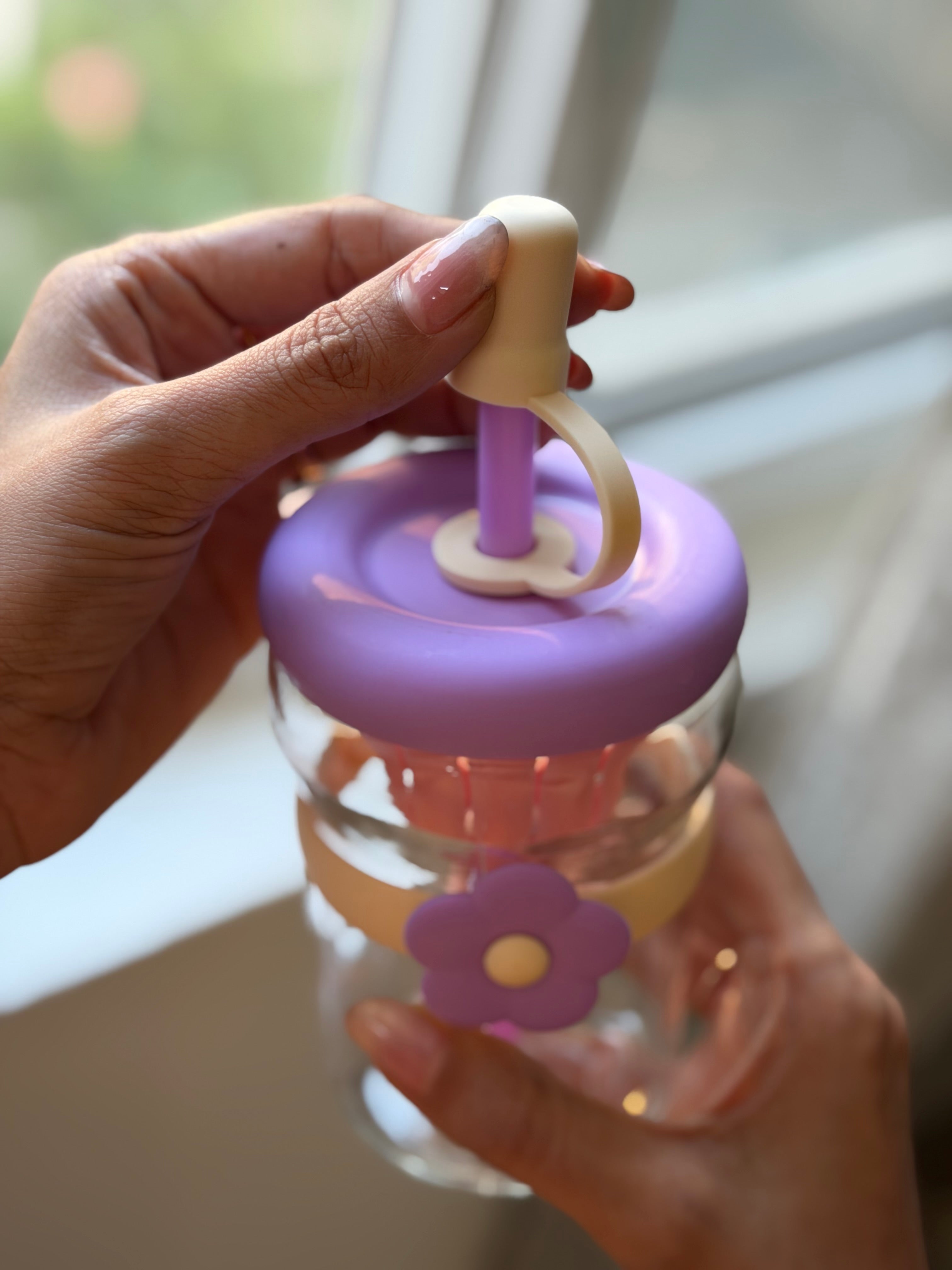 Violet glass jar