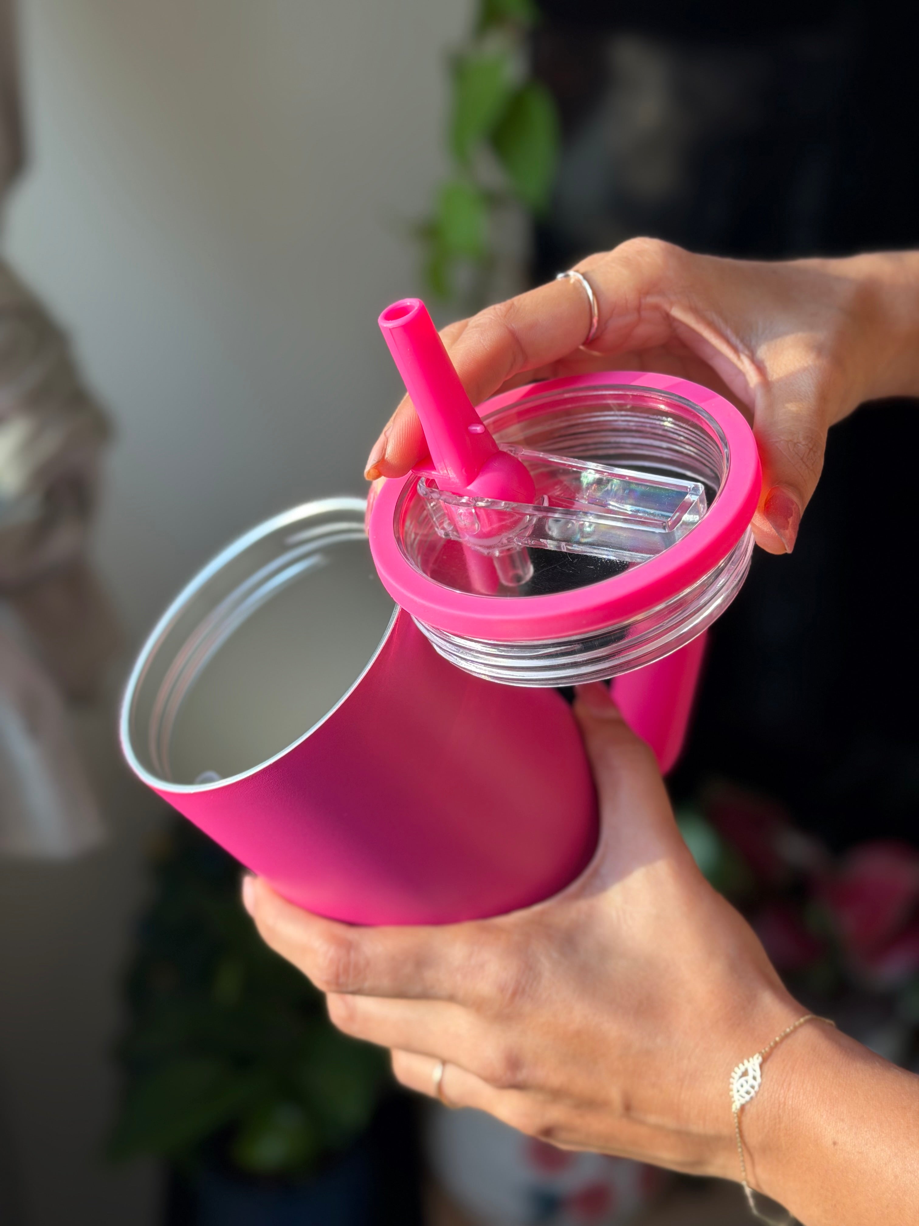 Bright pink flask