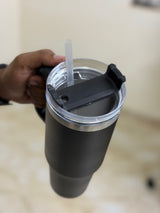 Black flask with transparent cap