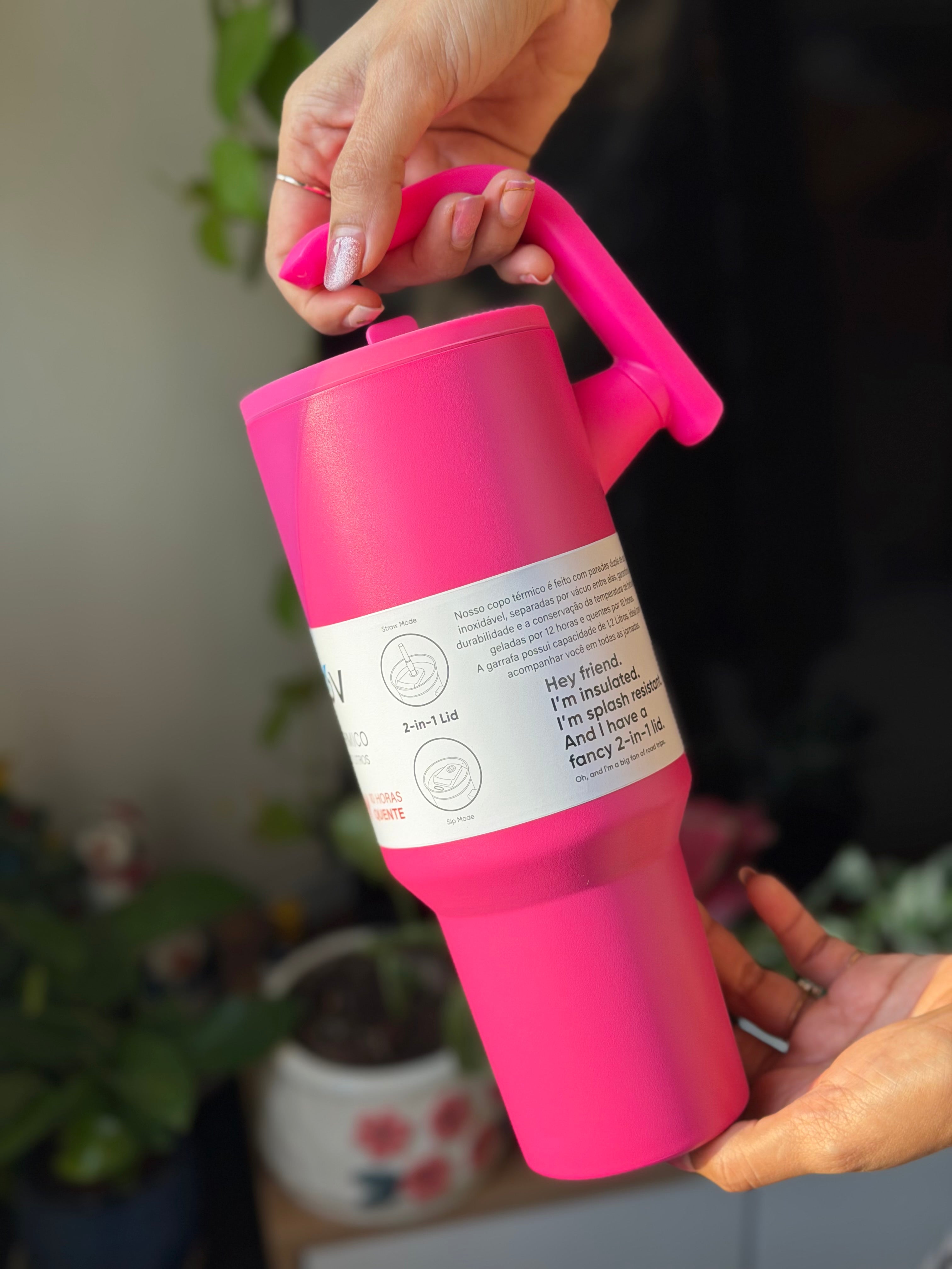 Bright pink flask
