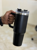 Black flask with transparent cap